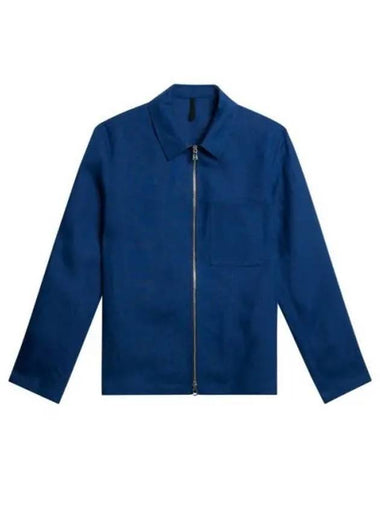 Julius Linen Overshirt Jacket Estate Blue - J.LINDEBERG - BALAAN 1