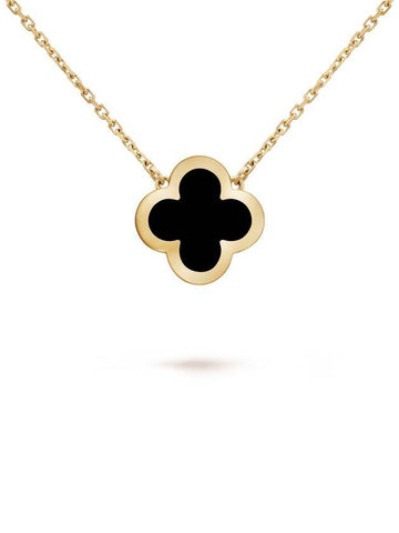 Pure Alhambra Pendant Gold Necklace Onyx - VANCLEEFARPELS - BALAAN 1