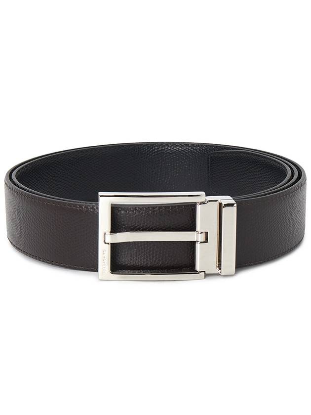 Silver Buckle Reversible Leather Belt Black - SALVATORE FERRAGAMO - BALAAN 3