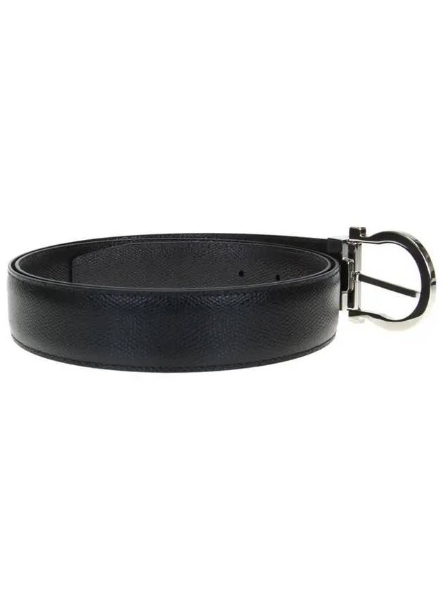 Gancini Reversible Leather Belt Black - SALVATORE FERRAGAMO - BALAAN 4