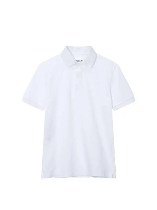 Women s Embroidered Logo Pique Polo Shirt White - MAISON MARGIELA - BALAAN 1