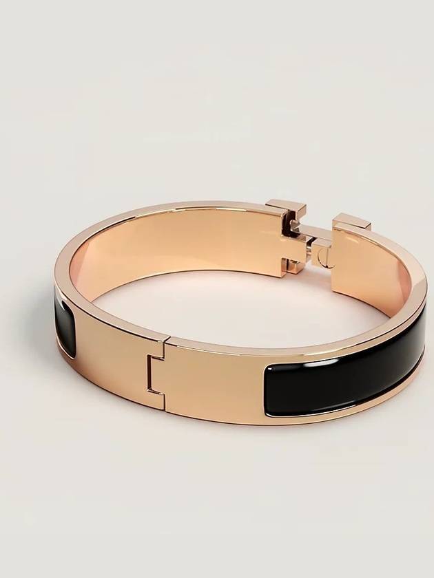 Clic H Bracelet Rose Gold Noir - HERMES - BALAAN 3