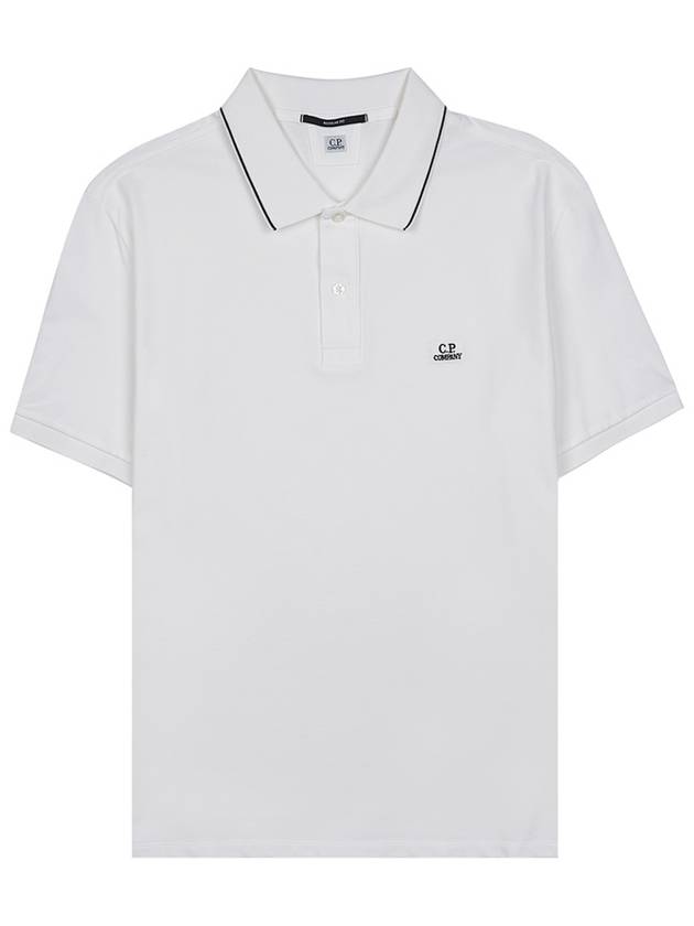 Stretch Piquet Regular Striped Collar Polo Shirt White - CP COMPANY - BALAAN 2