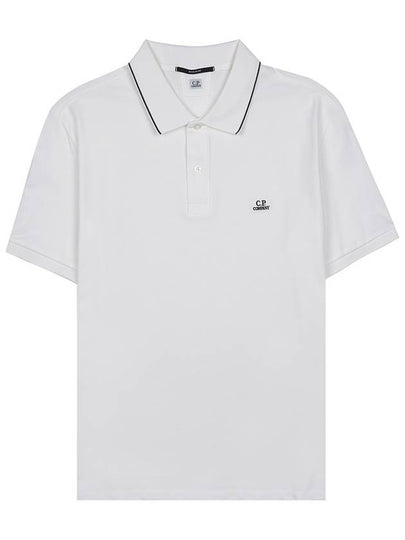 Stretch Piquet Regular Striped Collar Polo Shirt White - CP COMPANY - BALAAN 2