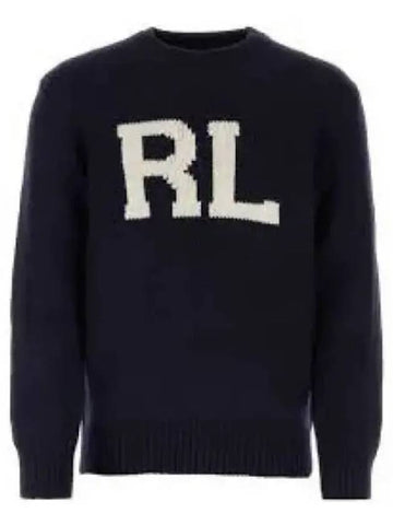 30 points intarsia knit RL wool sweater blue - POLO RALPH LAUREN - BALAAN 1