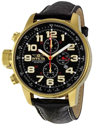 Invicta Lefty Chronograph Black Dial Gold-tone Unisex Watch 3330 - INVICTA - BALAAN 1