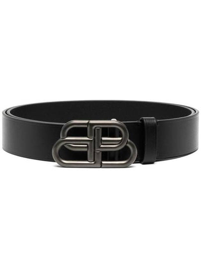 Buckle Logo Leather Belt Black - BALENCIAGA - BALAAN 2