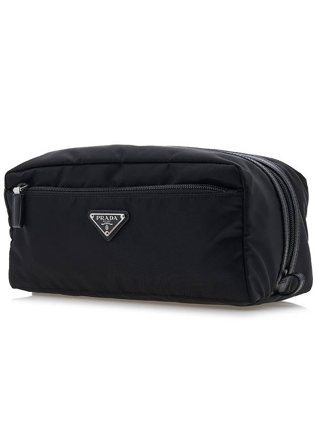 Triangle Logo Cosmetic Pouch Bag Black - PRADA - BALAAN 3