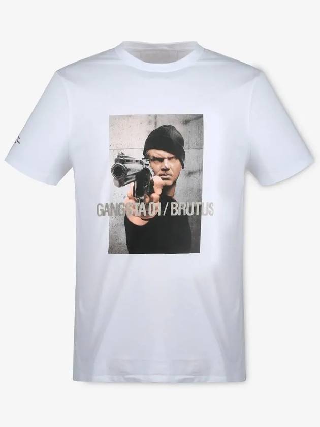 Men's Claudius Gangster Short Sleeve T-Shirt White - NEIL BARRETT - BALAAN 3