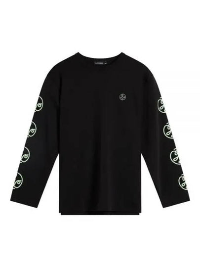 Camilo Graphic Crew Neck Long Sleeve T-Shirt Black - J.LINDEBERG - BALAAN 2