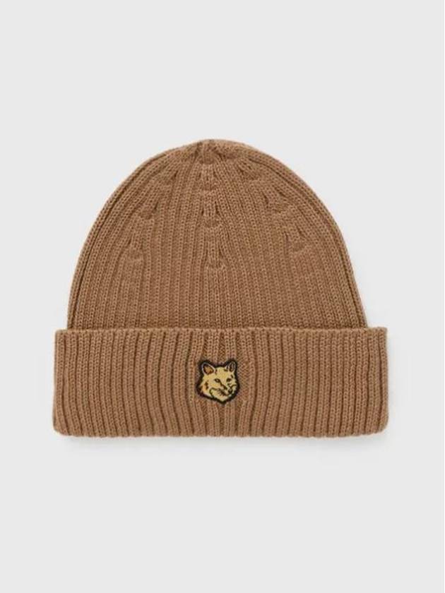 Bold Fox Head Patch Ribbed Beanie Golden Brown - MAISON KITSUNE - BALAAN 2