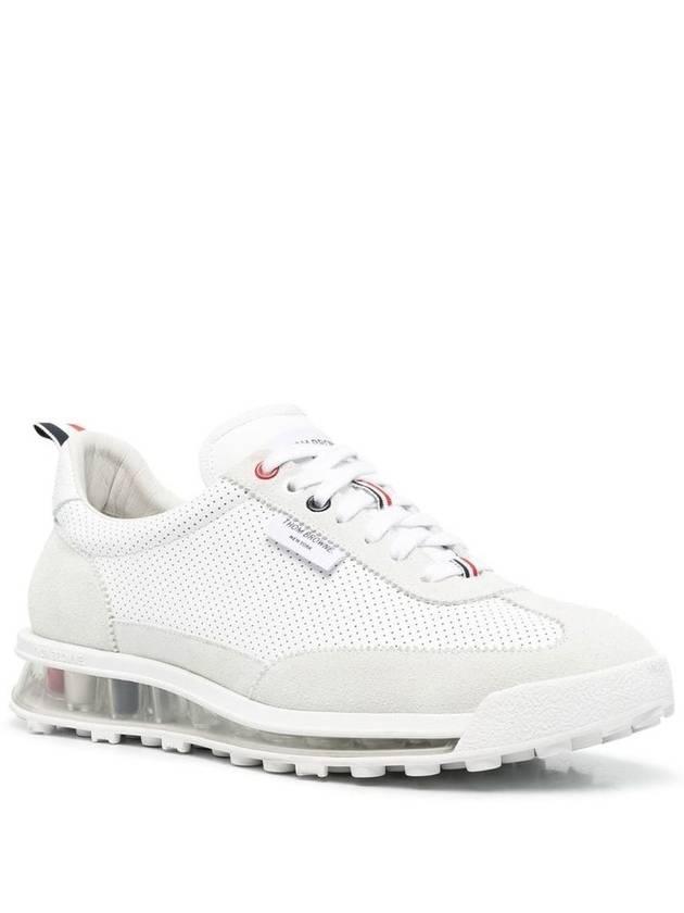 Vitello Calf Leather Clear Sole Tech Runner Sneakers White - THOM BROWNE - BALAAN 3