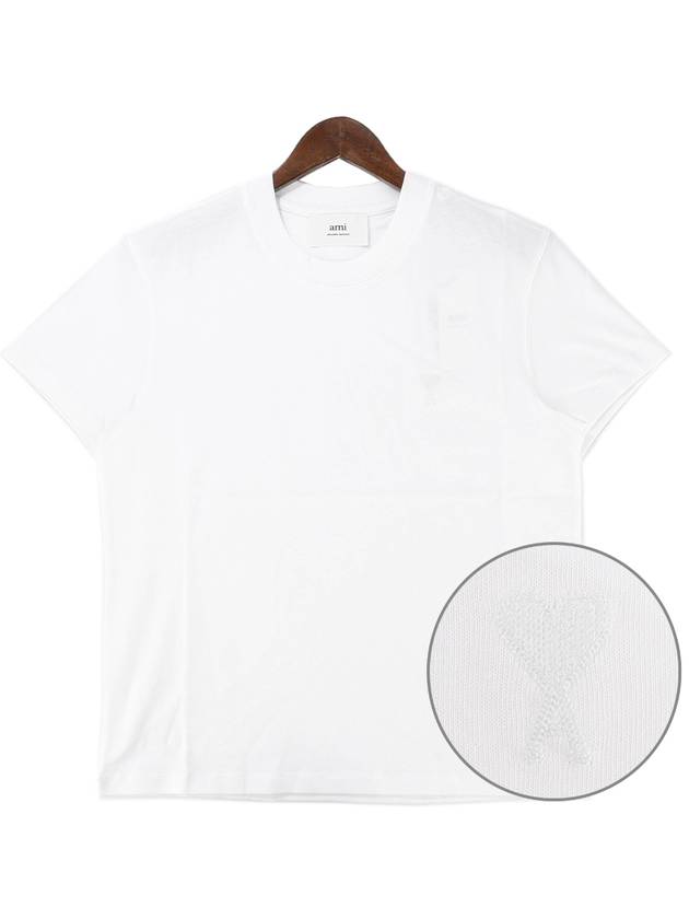 Heart Logo Cotton Short Sleeve T-Shirt White - AMI - BALAAN 2