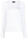 Embroidered Logo Pony Cable Knit Top White - POLO RALPH LAUREN - BALAAN 2