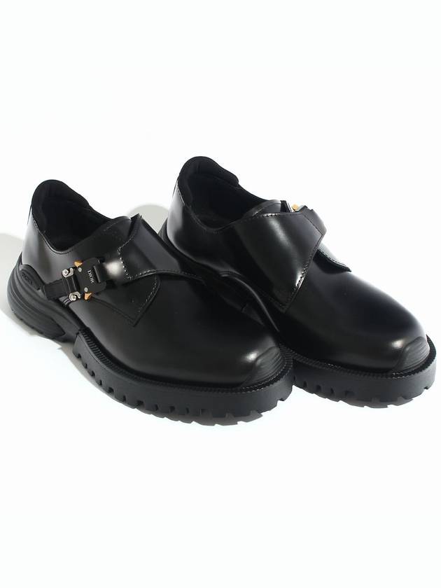 Buckle Detail Leather Monk Derby Black - DIOR - BALAAN 3