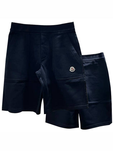 Kids Logo Patch Fleece Shorts 12Y 14Y Navy 8H00010 809AG 778 - MONCLER - BALAAN 1