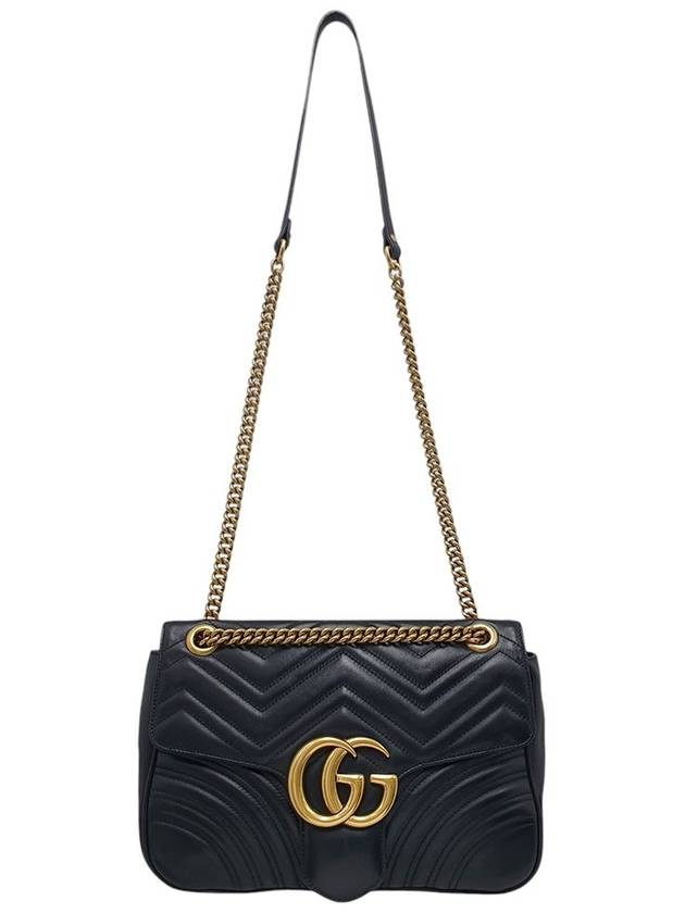 443496 Black Matelasse Medium Chevron Marmont Chain Flap Shoulder Bag - GUCCI - BALAAN 5