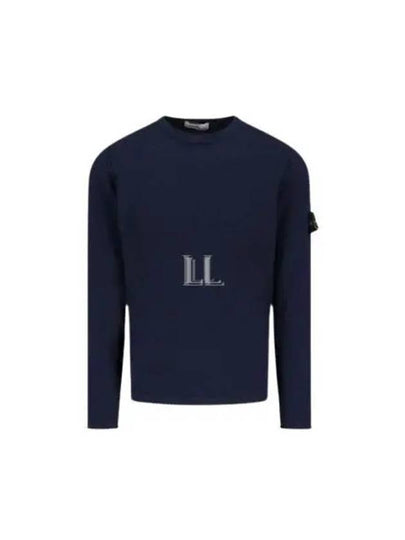 Compass Badge Ribbed Cotton Knit Top Navy - STONE ISLAND - BALAAN 2