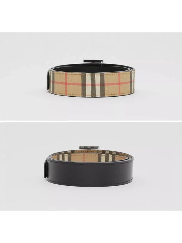 Reversible Monogram Motif Vintage Check Leather Belt Beige - BURBERRY - BALAAN 4