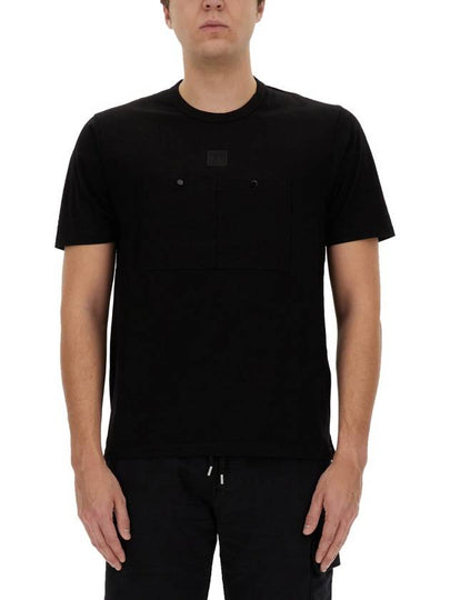 Mercerized Jersey Pocket Short Sleeve T-Shirt Black - CP COMPANY - BALAAN 2