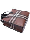 Checked Leather Tote Bag Brown - BURBERRY - BALAAN 6