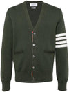 Milano Stitch 4 Bar Cardigan Dark Green - THOM BROWNE - BALAAN 2