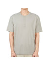 Men's Henry Neck Cotton Short Sleeve T-Shirt Grey - TEN C - BALAAN 2