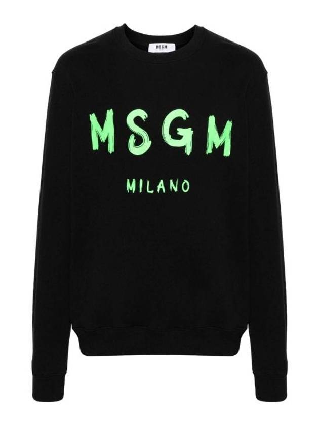 Logo Print Crew Neck Sweatshirt Black - MSGM - BALAAN 2