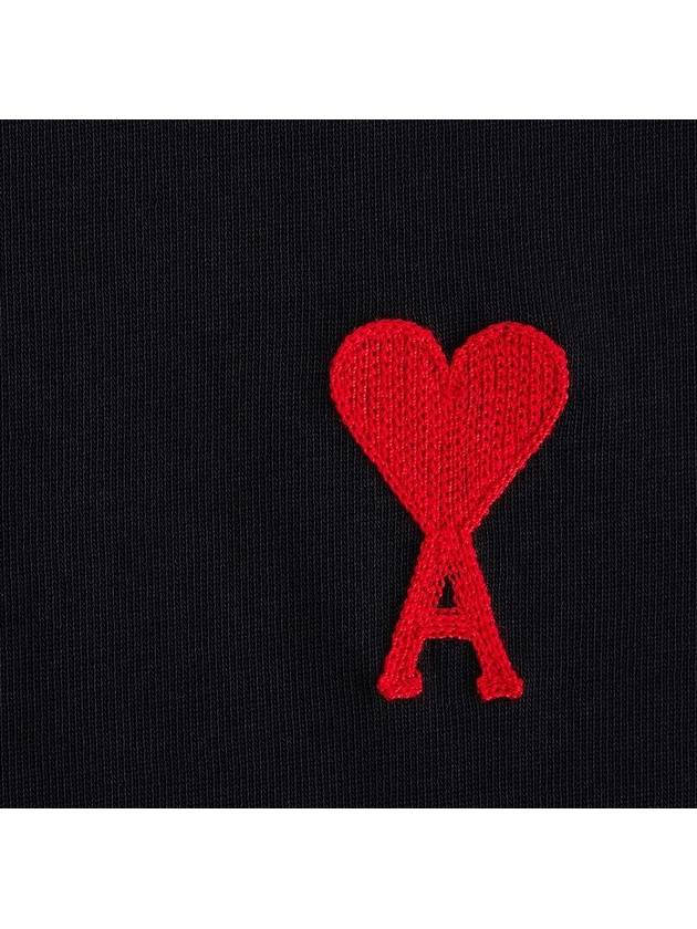 Heart Logo Cotton Jersey Short Sleeve T-Shirt Black - AMI - BALAAN 3