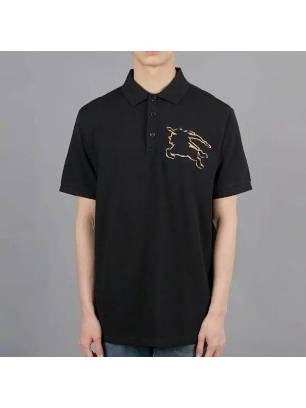 Check EKD Logo Print Cotton Polo Shirt Black - BURBERRY - BALAAN 2