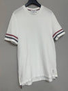 Striped round neck textured cotton short sleeve t shirt 4 - THOM BROWNE - BALAAN 2