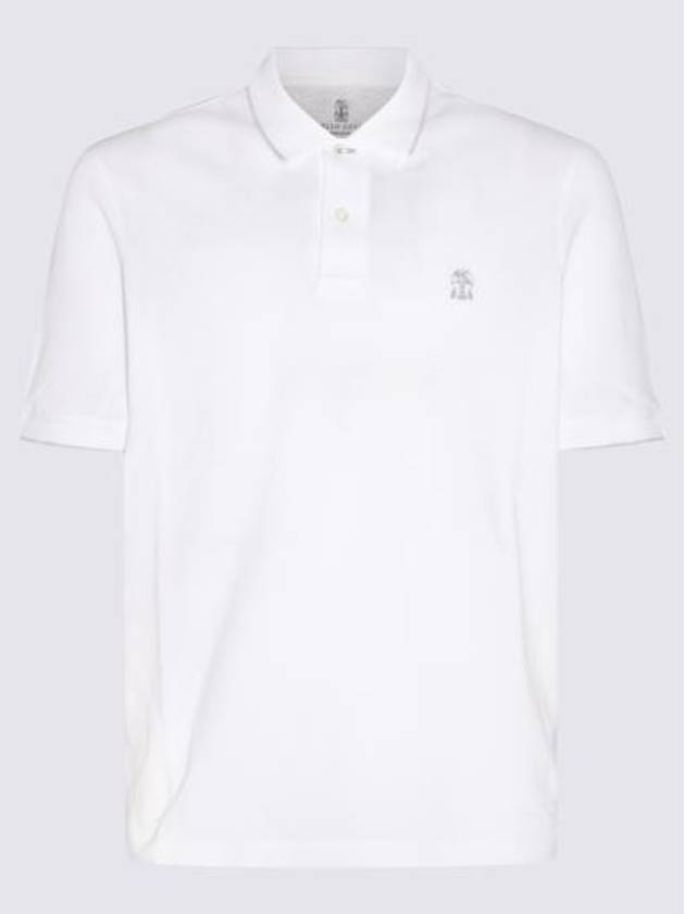 Embroidered Logo Short Sleeve Polo Shirt White - BRUNELLO CUCINELLI - BALAAN 5