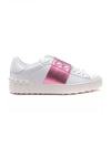 Rockstud Hidden Strap Low Top Sneakers White Pink - VALENTINO - BALAAN 1