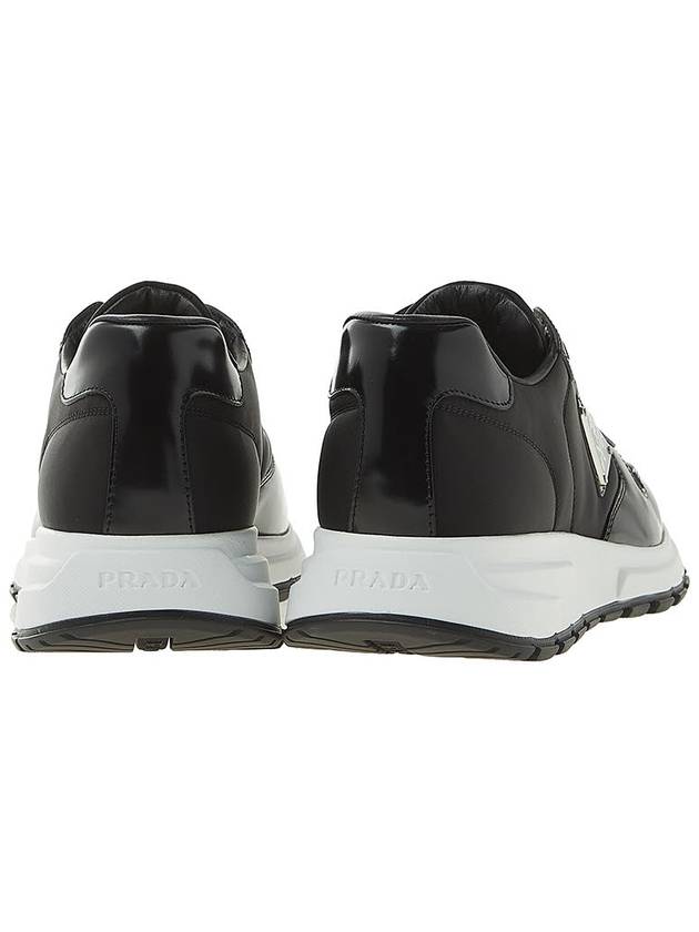 Prax 01 Re-Nylon Brushed Leather Low-Top Sneakers Black - PRADA - BALAAN 5