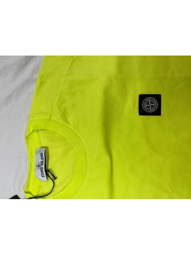 Logo Patch Short Sleeve T-Shirt Neon Yellow - STONE ISLAND - BALAAN 3