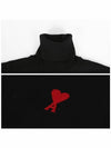 Men's Heart Logo Wool Turtleneck Black - AMI - BALAAN 7