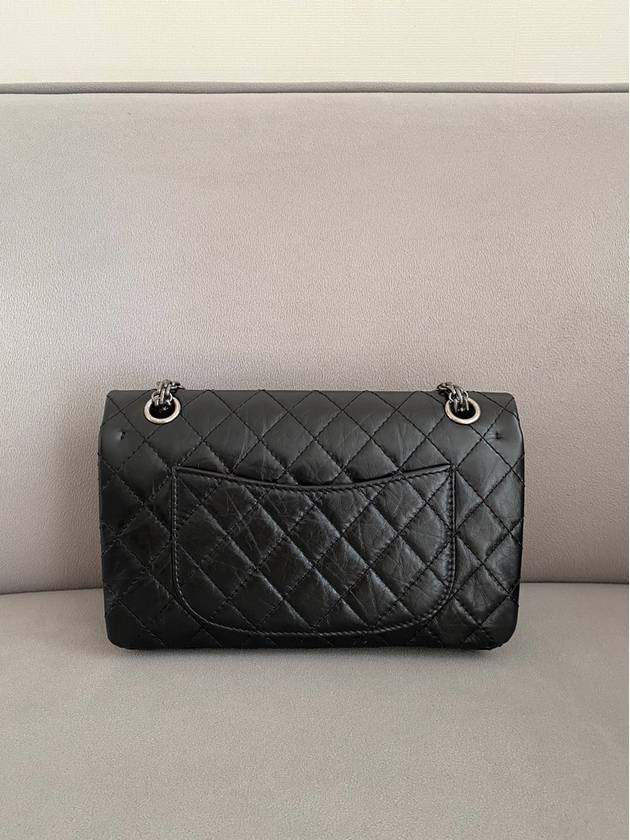 255 Chain Vintage Calfskin Ruthenium  Medium Flap Shoulder Bag Black - CHANEL - BALAAN 3