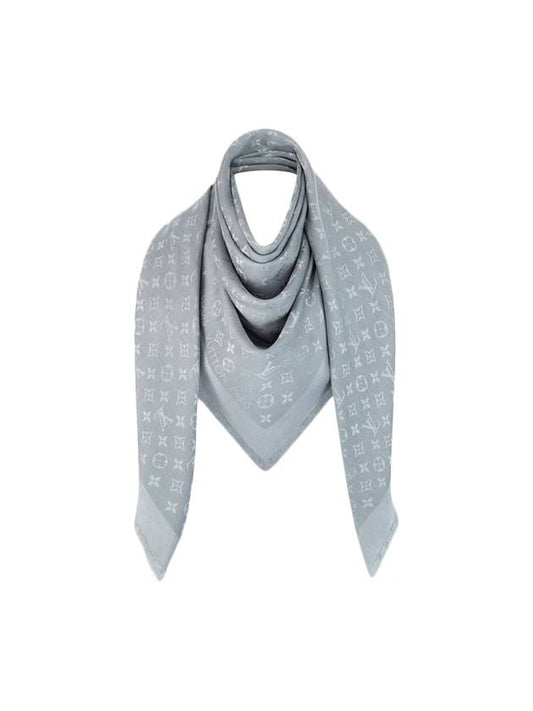 Monogram Wool Silk Scarf Grey - LOUIS VUITTON - BALAAN 1