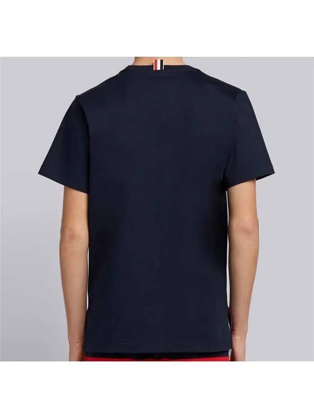 Men's Side Slit Relaxed Short Sleeve T-Shirt Navy - THOM BROWNE - BALAAN 5