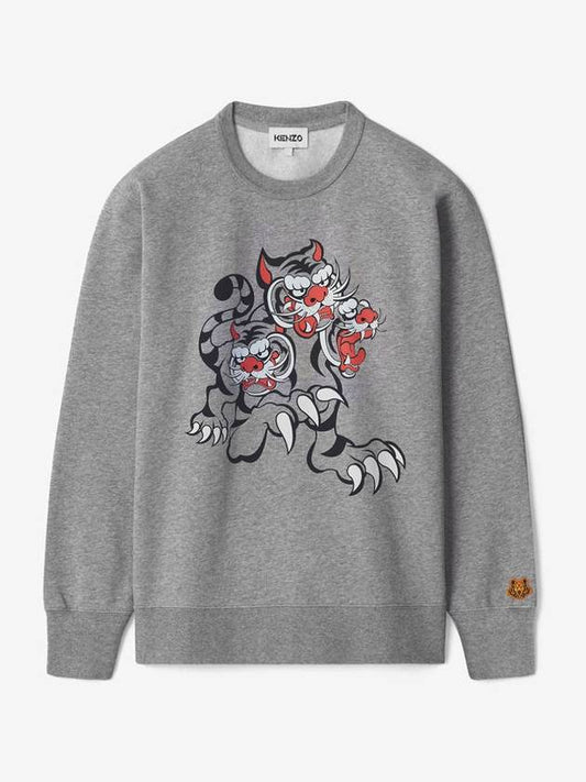 Tiger Print Sweatshirt Grey - KENZO - BALAAN 2