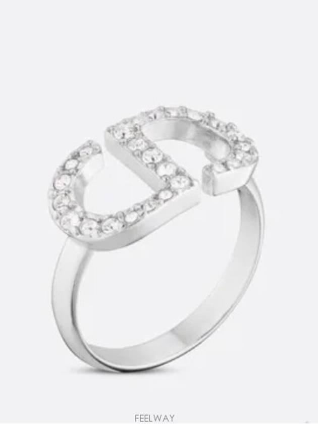 Petite CD Metal White Crystal Ring Silver - DIOR - BALAAN 2