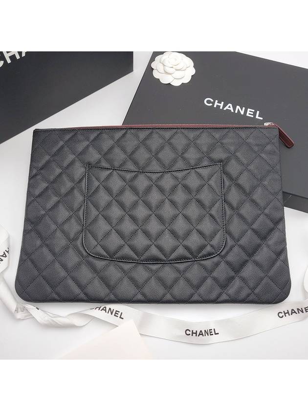 Classic Clutch Pouch Caviar Black Large Silver A82552 - CHANEL - BALAAN 3