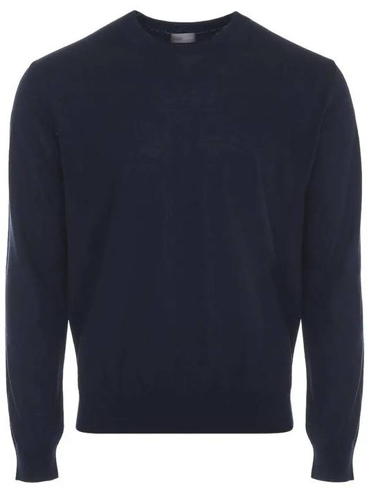 Virgin Wool Knit Top Navy - HERNO - BALAAN 2