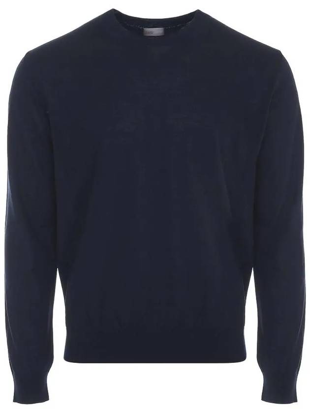 Virgin Wool Knit Top Navy - HERNO - BALAAN 3