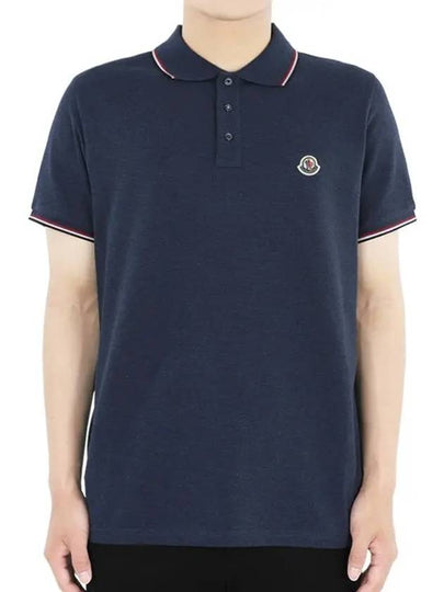 Men s three line collar wappen PK short sleeve dark blue 8A70300 84556 795 - MONCLER - BALAAN 2