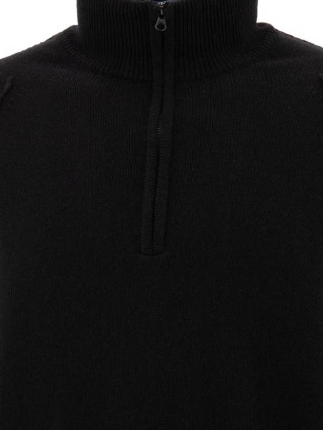 Lambswool GRS Half Zipped Knit Top Black - CP COMPANY - BALAAN 4