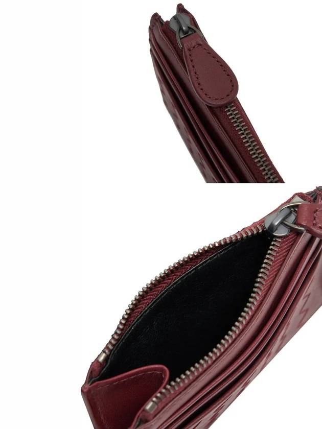 Intrecciato zipper card wallet burgundy - BOTTEGA VENETA - BALAAN 4