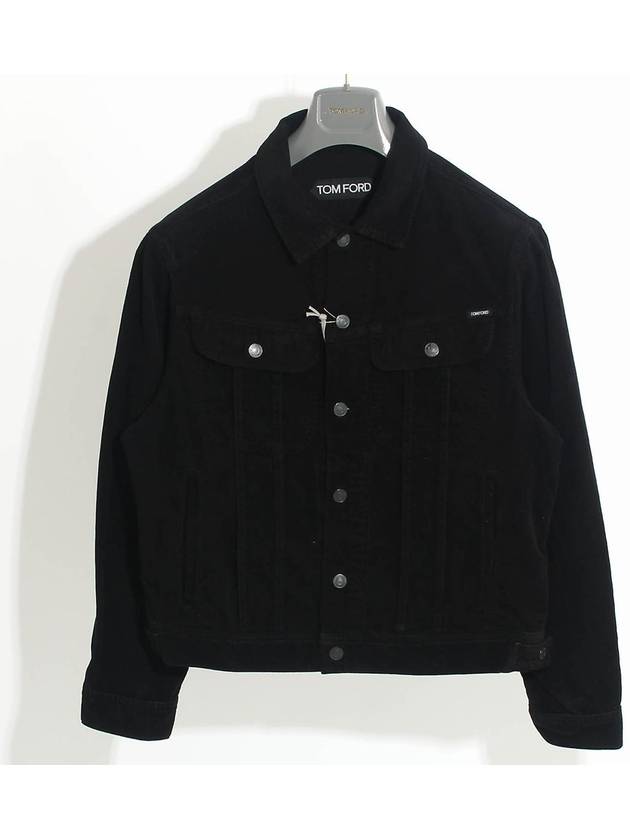 Wave Shirt Collar Cotton Corduroy Denim Jacket Black - TOM FORD - BALAAN 2