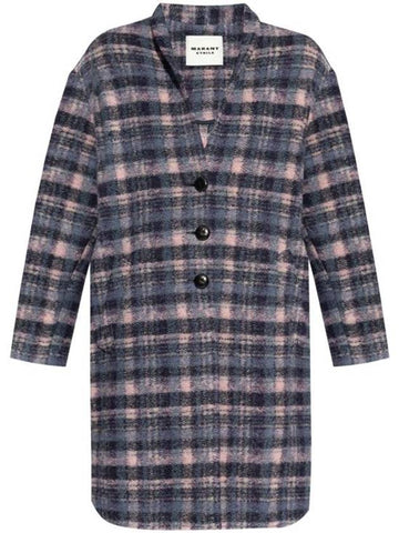 Gabriel Wool Check Single Coat Navy - ISABEL MARANT - BALAAN 1