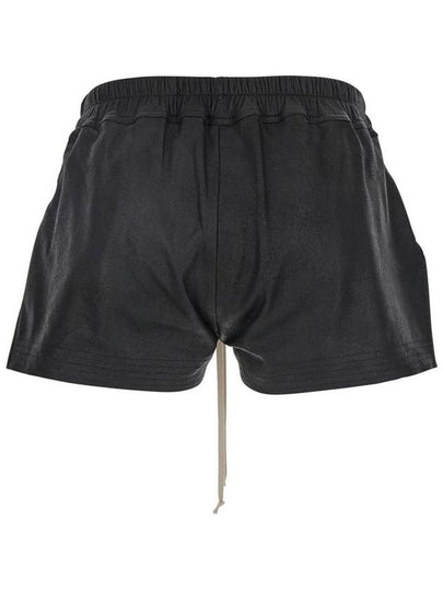 Black Shorts With Drawstring Waist In Grained Leather Woman - RICK OWENS - BALAAN 2